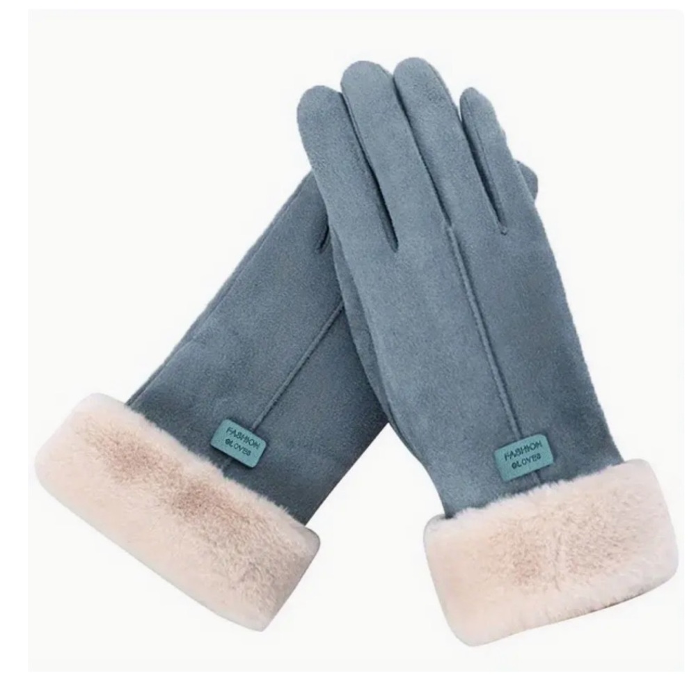 WARM WINTER DRIVING BLUE GREEN THERMAL GLOVES WITH TOUCH SCREEN FINGER